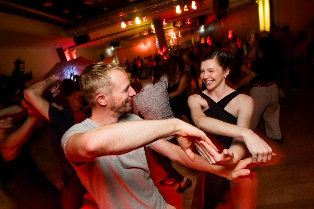 Dancing community sharing happy moments together.
